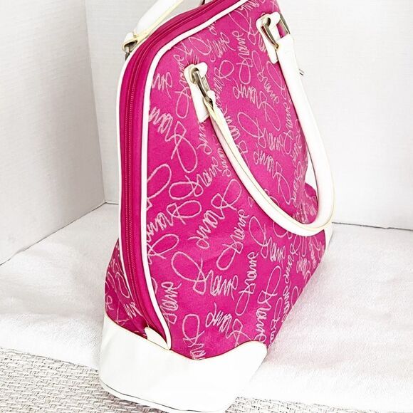 New DVF Diane Avon Furstenberg On The Go Travel Tote Pink White 17”x 14” *HP* - Picture 3 of 10